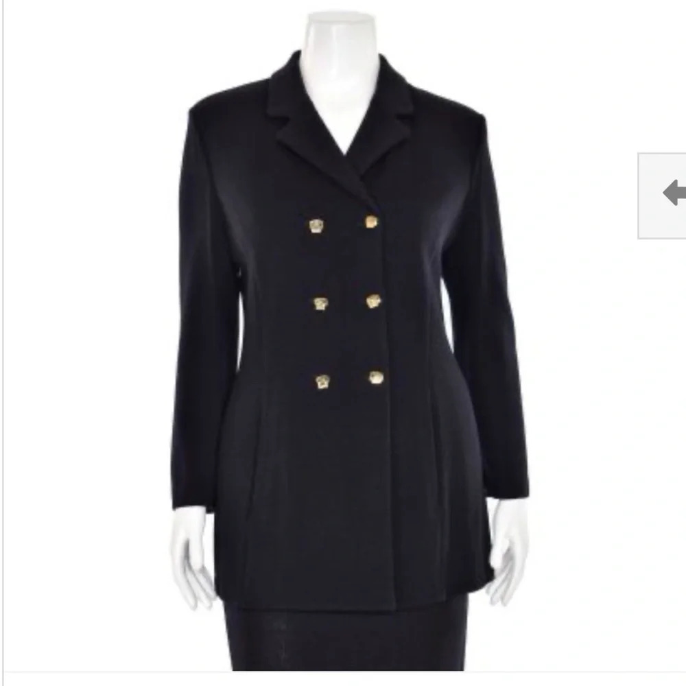 St. John Collection Double-Breasted Santana Knit Jacket in Black